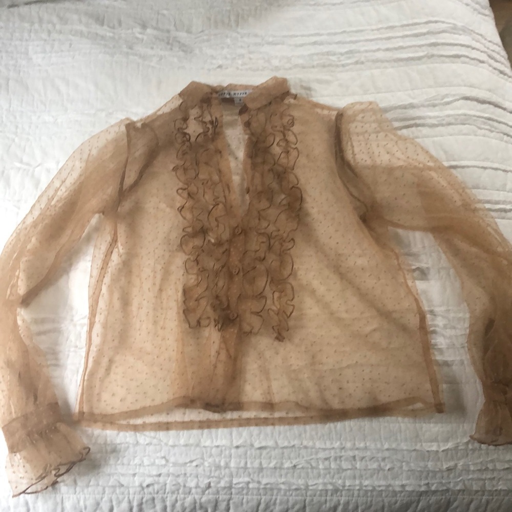 Sheer, nude blouse with unique detailing